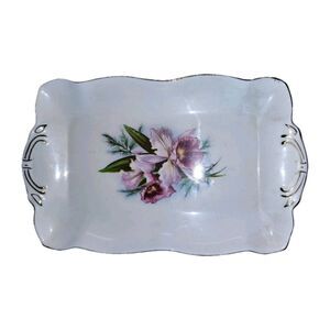 Vintage Salisbury Bone China Orchid Tray England Gold Trim Scalloped Trinket...